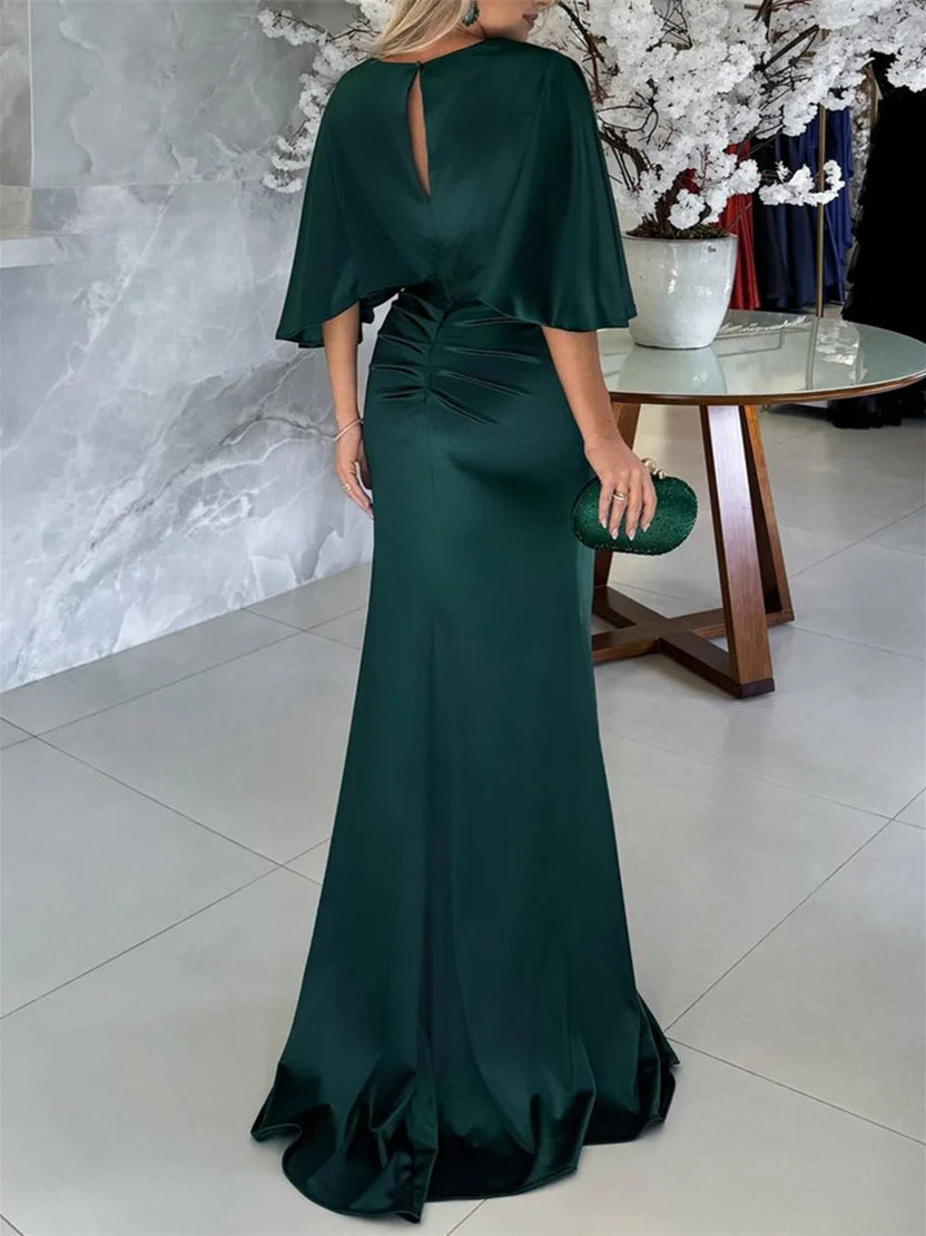 Formal Women's Dresses Sheath/Column Scoop 1/2 Sleeves Floor-Length Belt Mother of the Bride Dresses Prom Dresses Stores